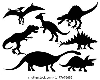 Dinosaurs Hand Drawn Silhouette Vector Illustration