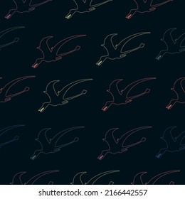 Dinosaurs. Hand-drawn seamless pattern with dinosaurs. For children's fabric, textiles, wallpaper for the nursery. Cute dinosaur design. The silhouette of a dinos