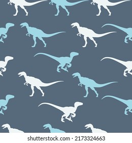 Dinosaurs. Hand-drawn seamless pattern with dinosaurs. For children's fabric, textiles, wallpaper for the nursery. Cute dinosaur design. The silhouette of a dinos