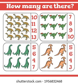 Dinosaurs How many are there? Counting Game for Preschool Children. Count how many Educational a mathematical game. 
