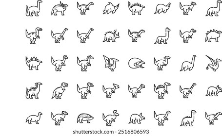 Dinosaurs icons High-Quality Vector Icons Collection with Editable Stroke. Ideal for Professional and Creative Projects.