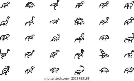 Dinosaurs icons High-Quality Vector Icons Collection with Editable Stroke. Ideal for Professional and Creative Projects.