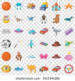 Dinosaurs icons set. Cartoon style of 36 dinosaurs vector icons for web for any design