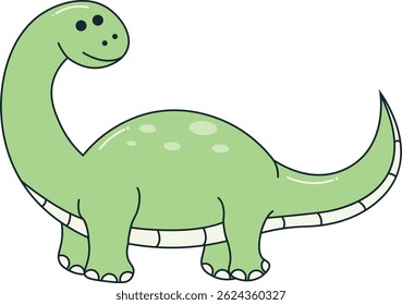 Dinosaurs Illustration in Flat Cartoon Design. Isolated Vector Character