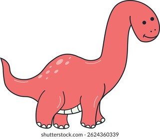 Dinosaurs Illustration in Flat Cartoon Design. Isolated Vector Character