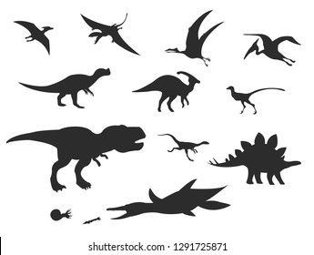 Dinosaurs and Jurassic dino monsters icons