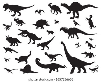 Dinosaurier und Jurassische Dino-Monster-Symbole. Vektorillustration-Silhouette