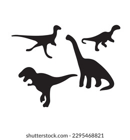 Dinosaurs and Jurassic dino monsters icons. Vector silhouette of triceratops or T-rex, brontosaurus or pterodactyl and stegosaurus, pteranodon or ceratosaurus and parasaurolophus reptile