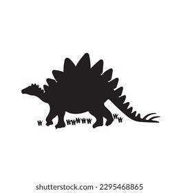 Dinosaurs and Jurassic dino monsters icons. Vector silhouette of triceratops or T-rex, brontosaurus or pterodactyl and stegosaurus, pteranodon or ceratosaurus and parasaurolophus reptile