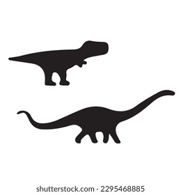 Dinosaurs and Jurassic dino monsters icons. Vector silhouette of triceratops or T-rex, brontosaurus or pterodactyl and stegosaurus, pteranodon or ceratosaurus and parasaurolophus reptile