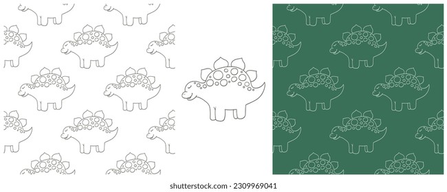 Dinosaurs of the Jurassic period. Coloring Set dinosaurs seamless pattern
