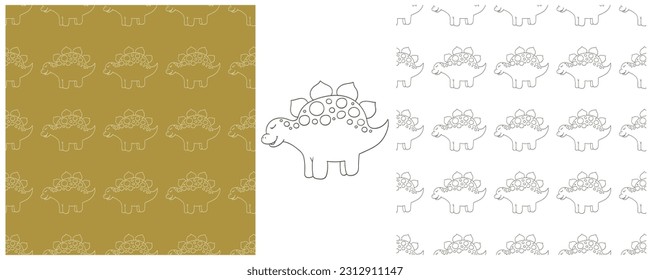 Dinosaurs of the Jurassic period. Coloring Set dinosaurs seamless pattern