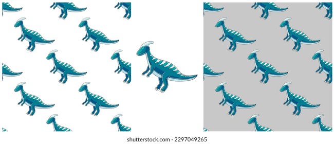 Dinosaurs of the Jurassic period. Hand drawn Set dinosaurs seamless pattern