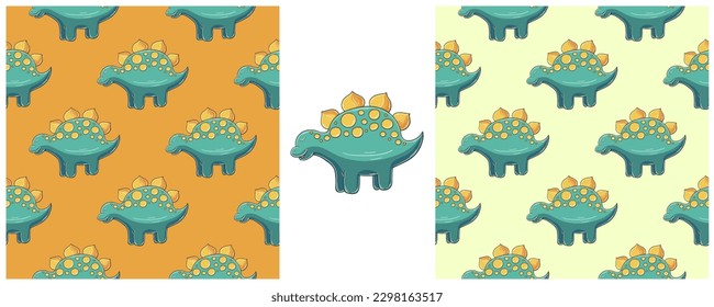 Dinosaurs of the Jurassic period. Hand drawn Set dinosaurs seamless pattern