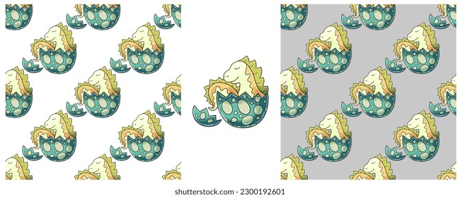 Dinosaurs of the Jurassic period. Hand drawn Set dinosaurs seamless pattern
