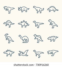 Dinosaurs Line Icon Set