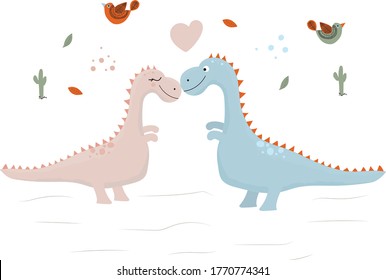 dinosaurs love cute doodling on a white background