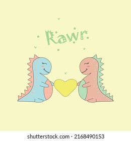 Dinosaurs love and friendship, can be used for different purposes