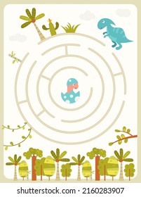 Dinosaurios Juego de Maze para niños. Ayude a los dinosaurios a encontrar una manera. Ilustración vectorial. Dino laberinto para el libro de actividades para niños.