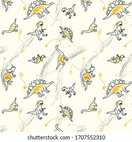 Dinosaurs on background with arrows