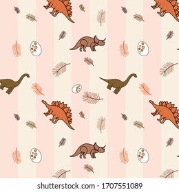 Dinosaurs on vertical lines background