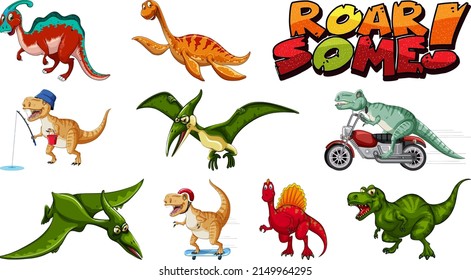 Dinosaurs on white background illustration