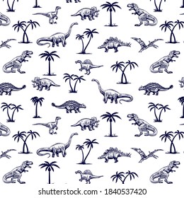Dinosaurs and palm trees pattern
