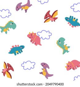 Dinosaurs pattern on a white background vector