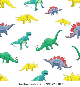 Dinosaurs pattern / seamless / cartoon characters / children/ white background