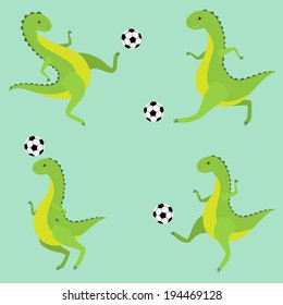 Dinosaurs play soccer. Vector set