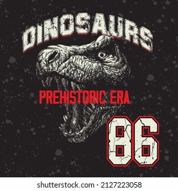 DINOSAURS PRE HISTORIC ERA ILLUSTRATION GRAPHIC T SHIRT