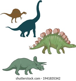 
Dinosaurs prehistoric ancient animals hand drawn illustration vector set on white background realistic style sketch 