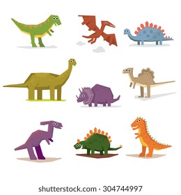 Dinosaurs and prehistoric period, vector illustration flat style