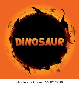 Dinosaurs in prehistoric scene background.