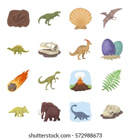 Dinosaurs and prehistoric set icons in cartoon style. Big collection of dinosaurs and prehistoric vector symbol stock illustration