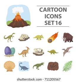 Dinosaurs and prehistoric set icons in cartoon style. Big collection of dinosaurs and prehistoric vector symbol stock illustration