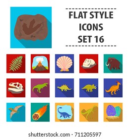 Dinosaurs and prehistoric set icons in flat style. Big collection of dinosaurs and prehistoric vector symbol stock illustration