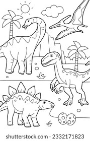 Dinosaurs printable coloring page for kids