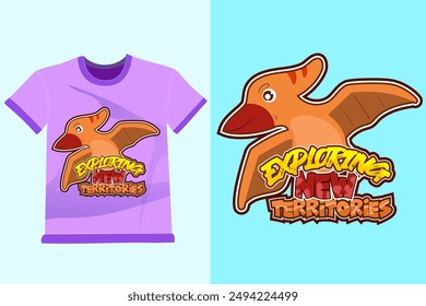 Dinosaurs pteronadon cartoon arts For tshirt, Apparel prints designs and other uses. Perfect for decoration, nursery t-shirt, kids apparel, invitation, simple child design.