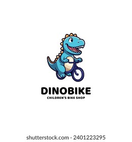 dinosaurs riding bicycles logo on white background. Vector illustration for tshirt, website, print, clip art and poster