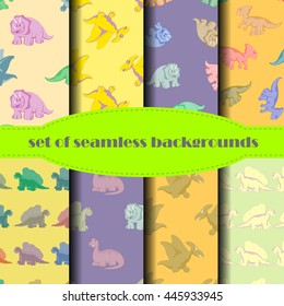 Dinosaurs. Seamless backgrounds. Set