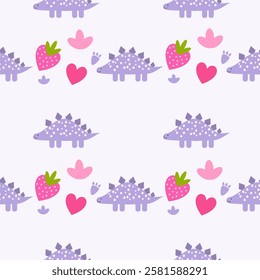 Dinosaurs seamless pattern background. Cute Dinosaurs illustration pattern. Cartoon Dinosaurs background. Perfect for fashion clothes, shirt, fabrics, textiles, wallpaper, decor, print, packaging.