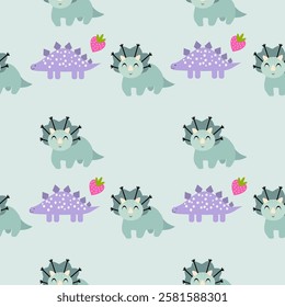 Dinosaurs seamless pattern background. Cute Dinosaurs illustration pattern. Cartoon Dinosaurs background. Perfect for fashion clothes, shirt, fabrics, textiles, wallpaper, decor, print, packaging.