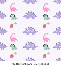 Dinosaurs seamless pattern background. Cute Dinosaurs illustration pattern. Cartoon Dinosaurs background. Perfect for fashion clothes, shirt, fabrics, textiles, wallpaper, decor, print, packaging.