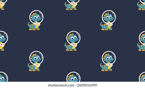 Dinosaurs seamless pattern background. Dinosaurs doodle illustration pattern. Astronaut dinosaurs background. Perfect for fabrics, textile, wallpaper, decor. SSTKbackgrounds