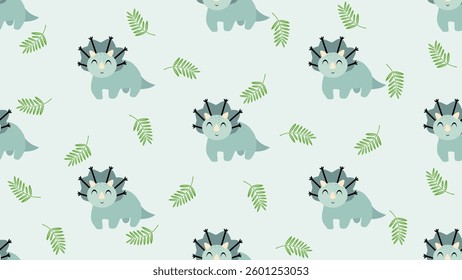 Dinosaurs seamless pattern background. Dinosaurs illustration pattern. Dinosaurs background. Perfect for fashion clothes, shirt, fabrics, textiles, wallpaper, decor, print, packaging.
