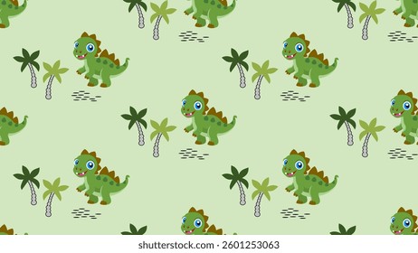 Dinosaurs seamless pattern background. Dinosaurs illustration pattern. Dinosaurs background. Perfect for fashion clothes, shirt, fabrics, textiles, wallpaper, decor, print, packaging.