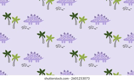 Dinosaurs seamless pattern background. Dinosaurs illustration pattern. Dinosaurs background. Perfect for fashion clothes, shirt, fabrics, textiles, wallpaper, decor, print, packaging.