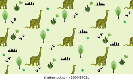 Dinosaurs seamless pattern background. Dinosaurs illustration pattern. Dinosaurs background. Perfect for fashion clothes, shirt, fabrics, textiles, wallpaper, decor, print, packaging.