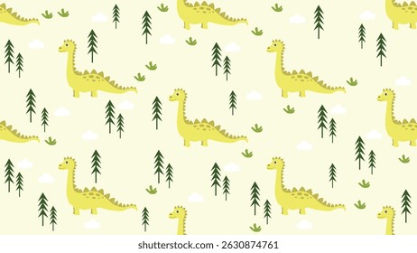 Dinosaurs seamless pattern background. Dinosaurs illustration pattern. Dinosaurs background. Perfect for fashion clothes, shirt, fabrics, textiles, wallpaper, decor, print, packaging.